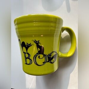 Fiesta Fiestaware Lemongrass Lime Green Halloween Cat Boo Mug